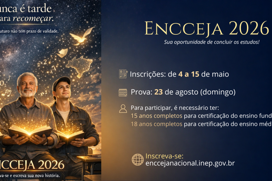 Encceja 2026 abre inscrições em maio e será realizado em agosto